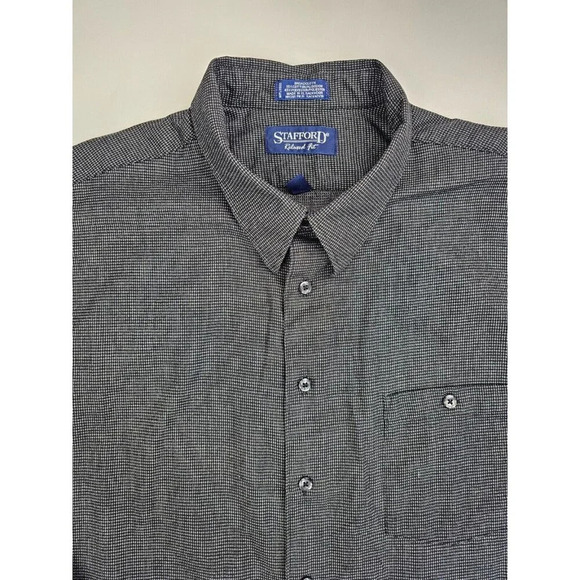 Stafford Relaxed Fit Size 20 35-36 Men's Charcoal Black Button Down Long Sleeve - Picture 10 of 10